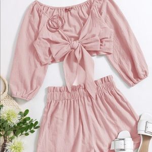 SHEIN pink matching short set